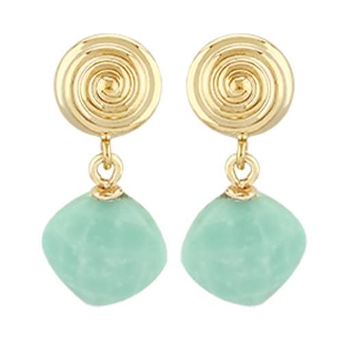 Carla 14kg 8mm Round Swirl W/8mm Cush Turq Earrings