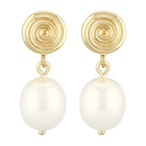 Carla 14kg 8mm Swirled Round W/fwp Earrings