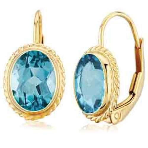 Carla 14kg 8x6 Bl-topaz L/b Plain Earrings