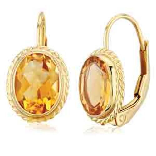 Carla 14kg 8x6 Citrine L/b Earrings