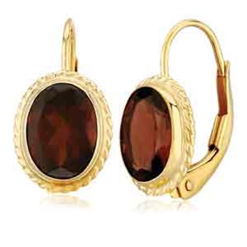Carla 14kg 8x6 Garnet L/b Plain Earrings