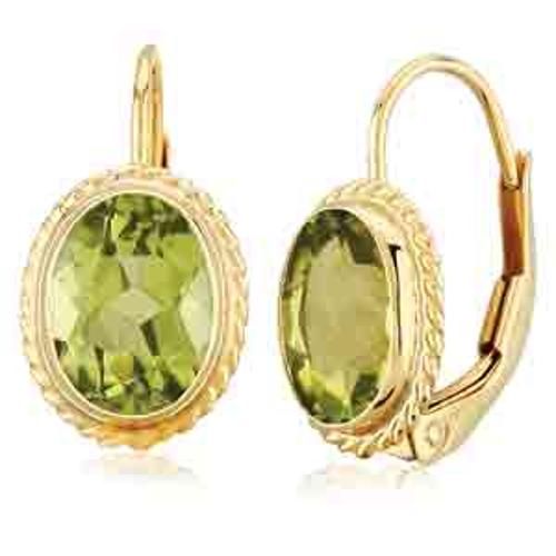 Carla 14kg 8x6 Peridot L/b Earrings