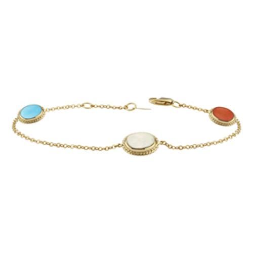 Carla 14kg 8x6 Turq/opal/coral Brac 7-7.5 Inch Adj Bracelets