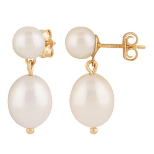 Carla 14kg Double White Pearl Drop Earrings