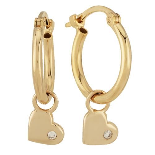 Carla 14kg Heart Dangle W/.02cttw Dia Earrings