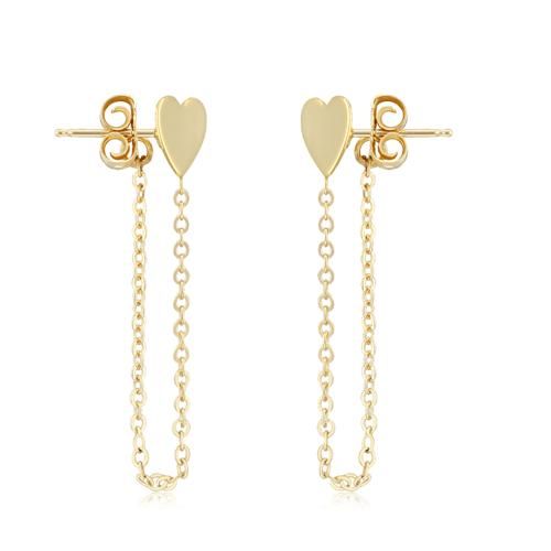 Carla 14kg Heart W/chain Drop Earrings