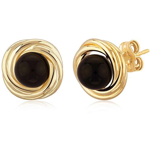Carla 14kg Md Knot W/5mm Onyx Earrings