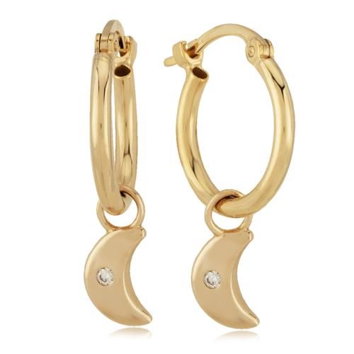Carla 14kg Moon Dangle W/.02cttw Dia Earrings