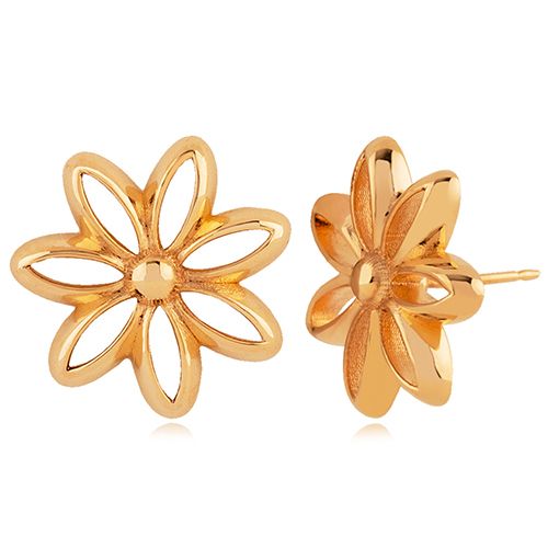 Carla 14kg Plain Open Flower Stud Earrings