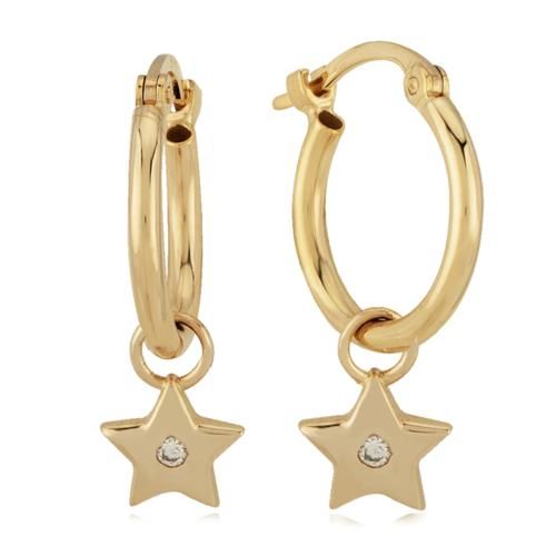 Carla 14kg Star Dangle W/.02cttw Dia Earrings