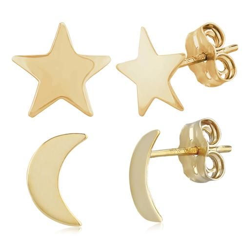Carla 14kg Star & Moon Set Earrings
