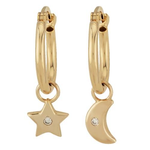 Carla 14kg Star & Moon W/.02cttw Dia Earrings