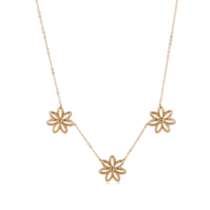 Carla 14kg Triple Open Flower Neck 18-19 Inch Necklaces