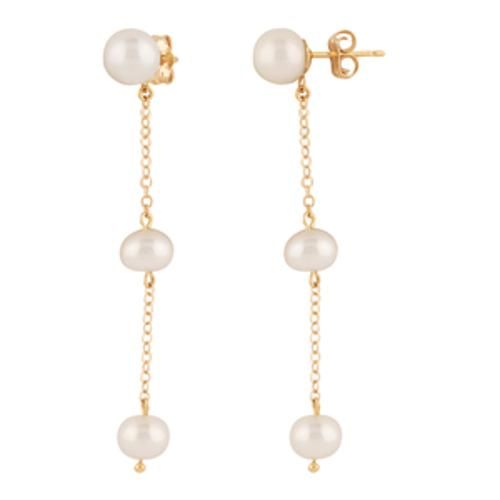 Carla 14kg Triple White Pearl Drop Earrings