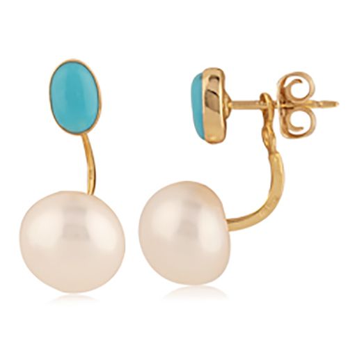 Carla 14kg Turq W/ White Fwp Drop Earrings