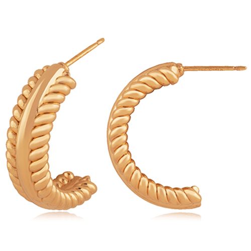 Carla 14kg Twist & Polished Half Hoop Earrings