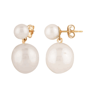 Carla 14kg White Pearl Baroque Drop Earrings