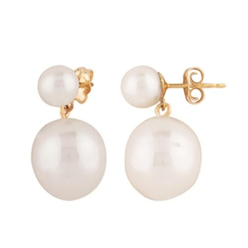 Carla 14kg White Pearl Baroque Drop Earrings
