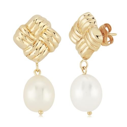 Carla 14kg Woven Square W/fwp Earrings