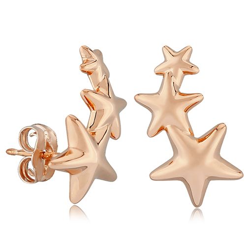 Carla 14krg Triple Star Climber Earrings