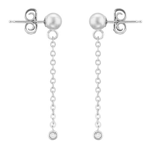 Carla 14kw 5mm Ball W/.06cttw Earrings