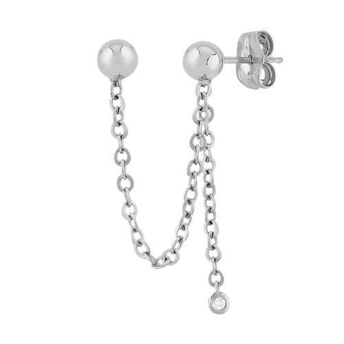 Carla 14kw Dbl 4mm Ball Sweep W/.03cttw Earrings