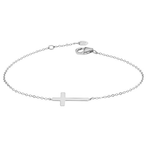 14kw Sideway CroSterling Silver Brac 7-7.5 Inch Adjustable Bracelet - 07-602W-7-5