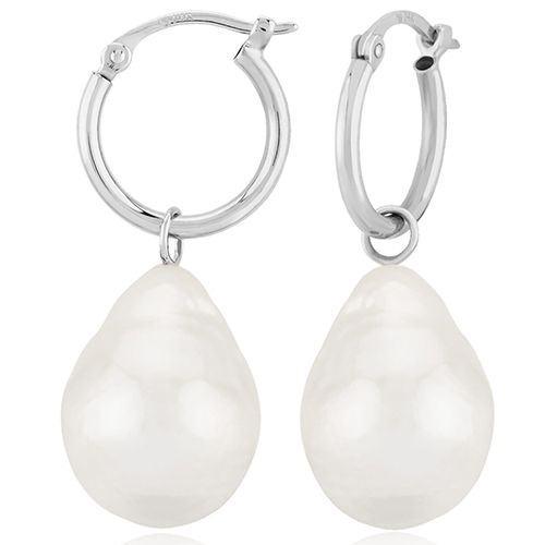Carla 14kwg 1.5x12mm Hoop W/barouque Earrings