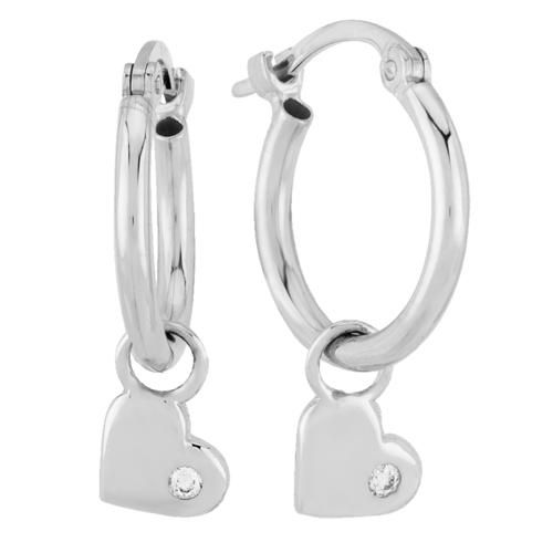 Carla 14kwg Heart Dangle W/.02cttw Dia Earrings
