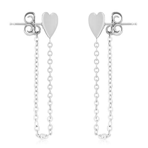 Carla 14kwg Heart W/chain Drop Earrings