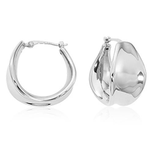 Carla 14kwg Med Graduated Plain Hoop W/sd Earrings