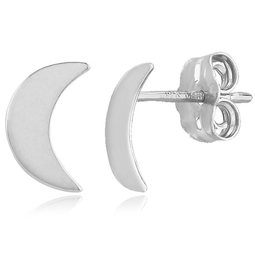 Carla 14kwg Sm Crescent Moon Stud Earrings