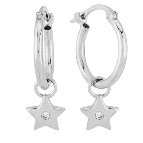 Carla 14kwg Star Dangle W/.02cttw Dia Earrings