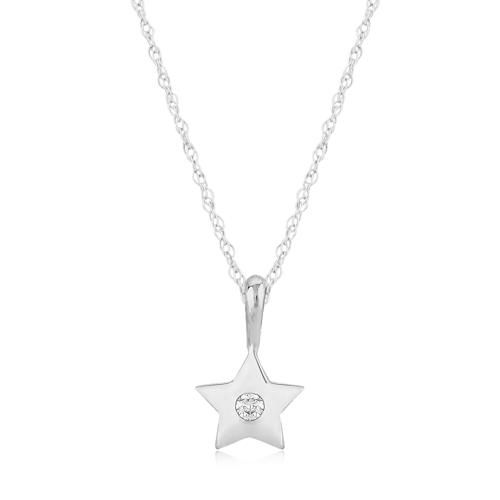 Carla 14kwg Star Pendant W/.03pt Dia Pendants/ Charms