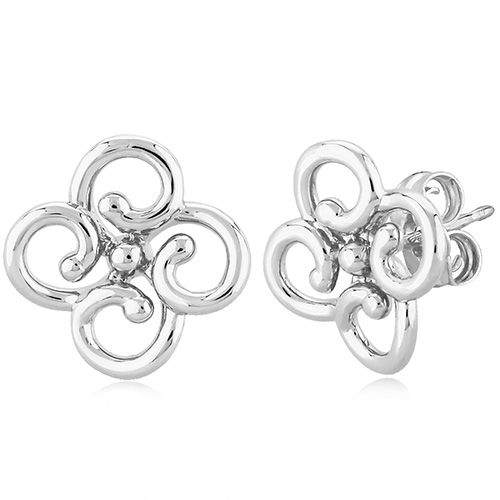 Carla 14kwg Twist Clover Post Earrings
