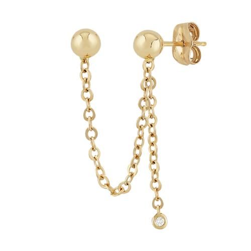 Carla 14ky Dbl 4mm Ball Sweep W/.03cttw Earrings