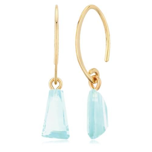 Carla 14ky Mini Sweep Blue Topaz Trap Earrings