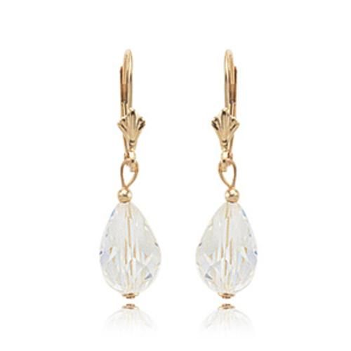 Crystal Drop Earrings - 01/896 - 14k Yellow Gold