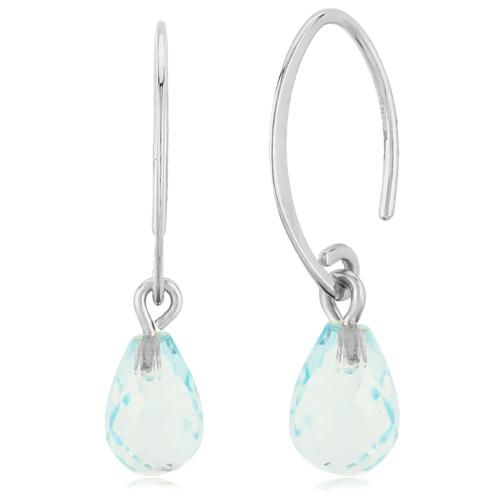 Mini Sweep Blue Topaz Drop Earrings - 01/1085w-10 - 14k White Gold