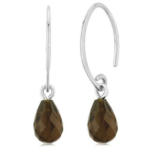 Mini Simple Sweep Quartz Drop Earrings - 01/1085w-38 - 14k White Gold