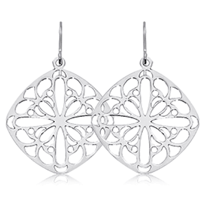 Earrings - Cushion Lace Earrings - 62/307 - Sterling Silver