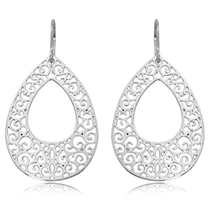 Earrings - Gypsy Swirl Teardrop Earrings - 62/315 - Sterling Silver