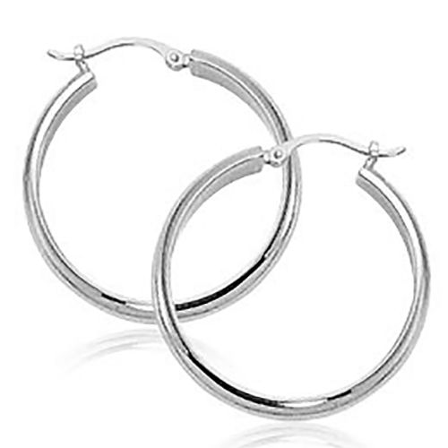 Earrings - Large 1/2 Round Tube Hoop Earrings - 63/118-Silver