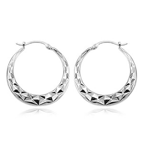 Earrings - Large Diamond Cut Hoop Earrings - 64/005 - Sterling Silver