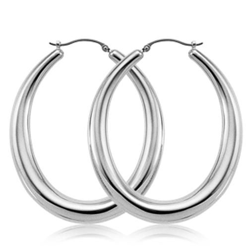 Earrings - Large Round Oval Hoop Earrings - 64/320 - Sterling Silver
