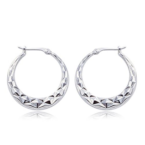 Earrings - Medium Diamond Cut Hoop Earrings - 64/004 - Sterling Silver