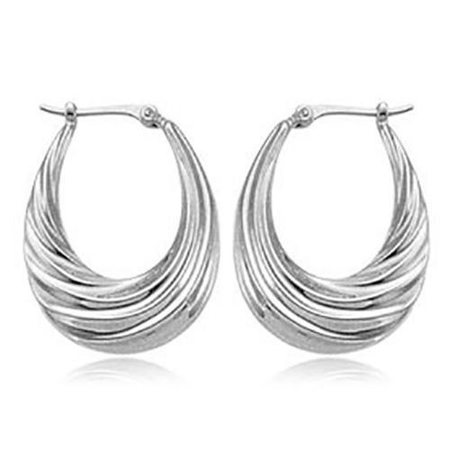 Earrings - Medium Hoop With Deep Swirls Earrings - 64/331-Silver