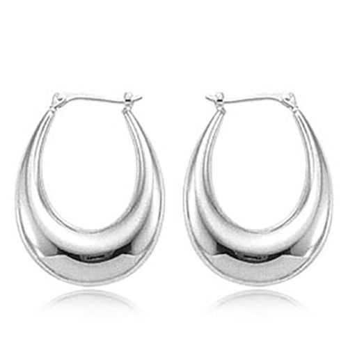Earrings - Medium Plain Polished Hoop Earrings - 64/332-Silver