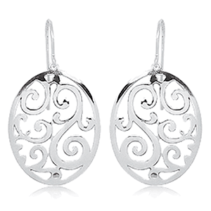 Earrings - Oval Swirls Earrings - 62/309 - Sterling Silver