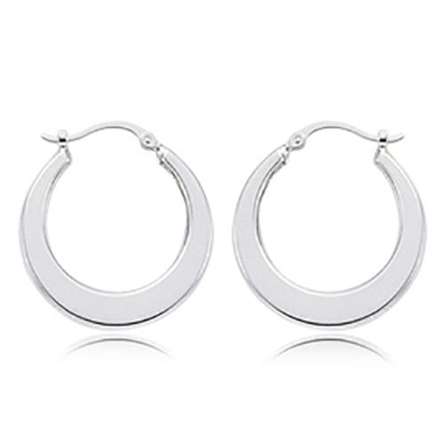 Earrings - Plain Flat Hoop Earrings - 64/213 - Sterling Silver
